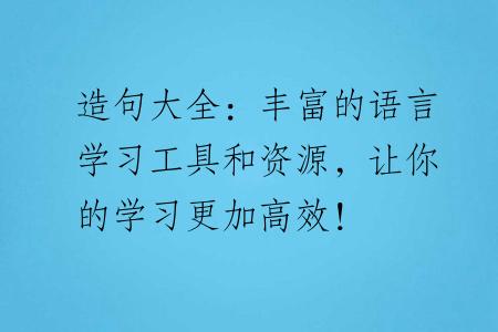 造句大全：丰富的语言学习工具和资源，让你的学习更加高效！