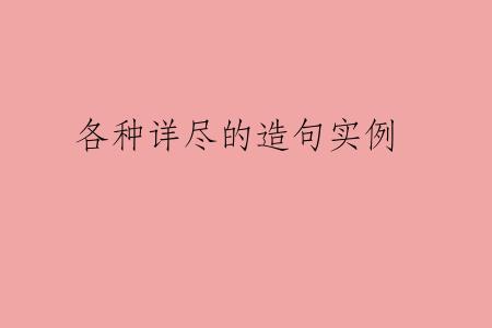 各种详尽的造句实例