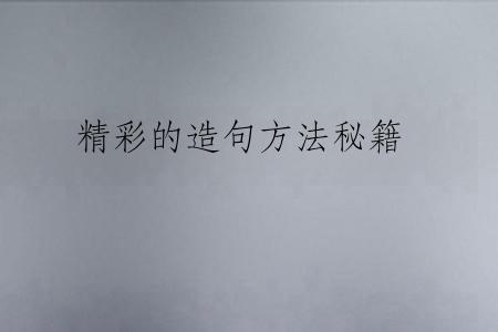 精彩的造句方法秘籍