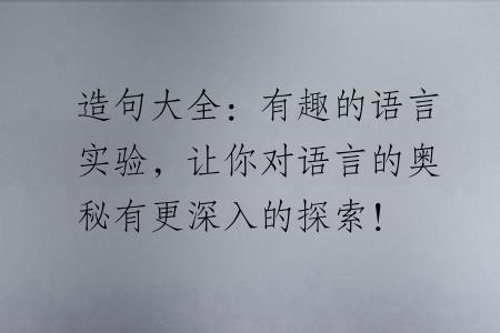造句大全：有趣的语言实验，让你对语言的奥秘有更深入的探索！