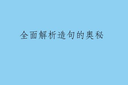 全面解析造句的奥秘