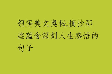 领悟美文奥秘,摘抄那些蕴含深刻人生感悟的句子